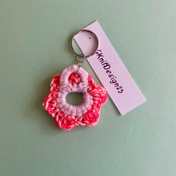 Keychain Charm, Crochet Easter Gift, Floral Keychain, Handmade Backpack … - Picture 3 of 6